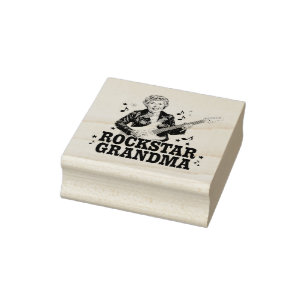 Rockstar Grandma - Roligt och Retro Music Design Stämpel