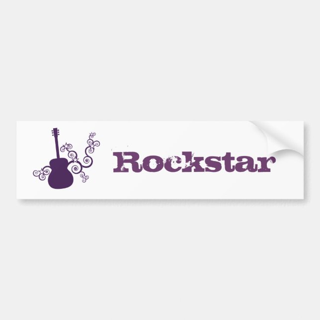 Rockstar Guitar Bumper Sticker, Lila Bildekal (Framsidan)