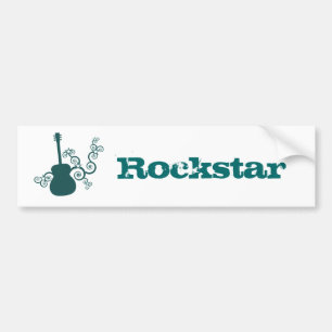 Rockstar Guitar Bumper Sticker, Mörk Teal Bildekal