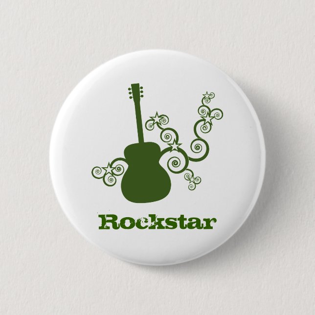 Rockstar Guitar Button, Grönt Knapp (Framsida)