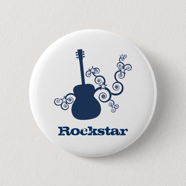 Rockstar Guitar Button, Royal Blue Knapp (Framsida)
