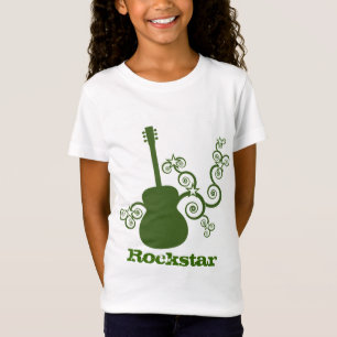 Rockstar Guitar Girl's T-shirt, Grönt Tee Shirt