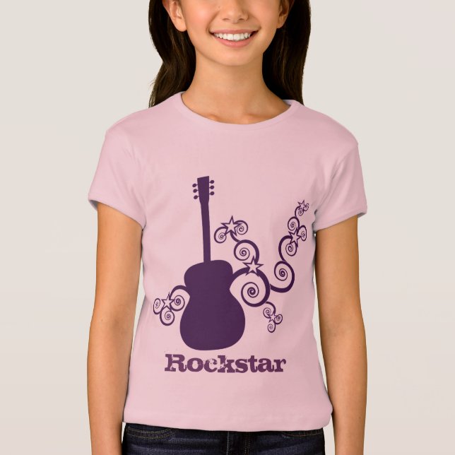Rockstar Guitar Girl's T-shirt, Lila T-shirt (Framsida)