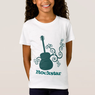 Rockstar Guitar Girl's T-shirt, Mörk Teal T-shirt