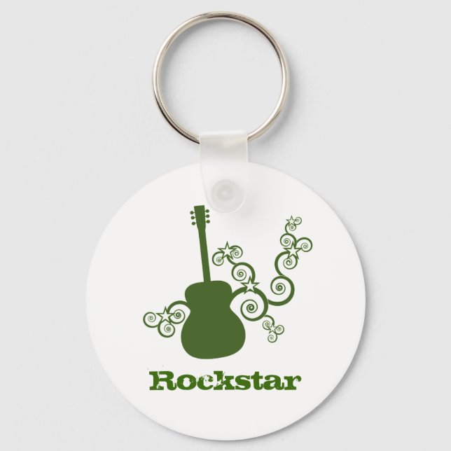 Rockstar Guitar Keychain, Grönt Nyckelring (Framsida)