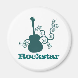 Rockstar Guitar Magnet, Mörk Teal Magnet