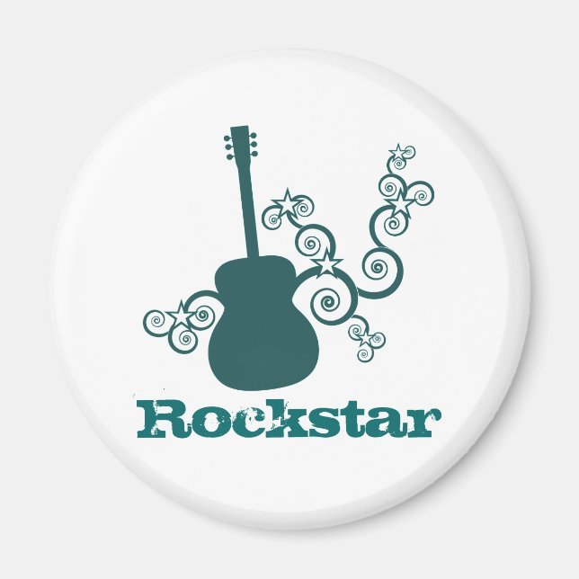 Rockstar Guitar Magnet, Mörk Teal Magnet (Framsidan)