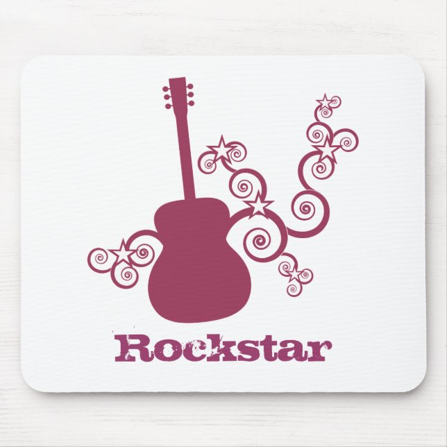 Rockstar Guitar Mousepad, Fuchsia Musmatta (Framsidan)