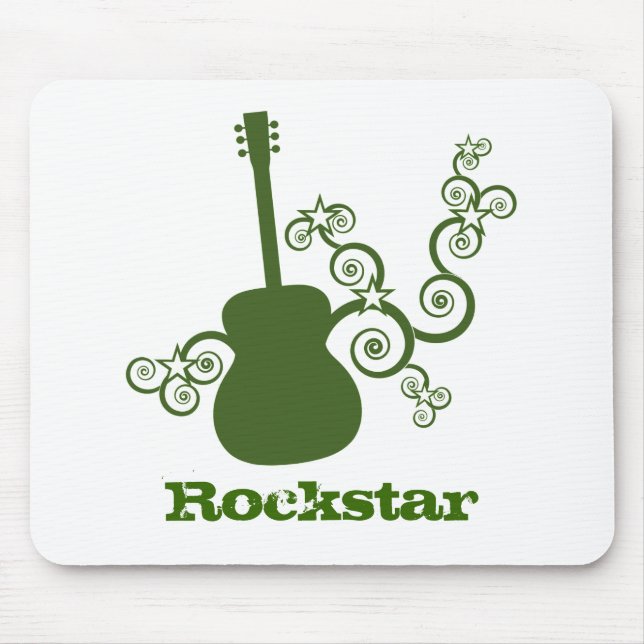 Rockstar Guitar Mousepad, Grönt Musmatta (Framsidan)