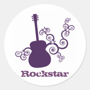 Rockstar Guitar Stickers, Lila Runt Klistermärke