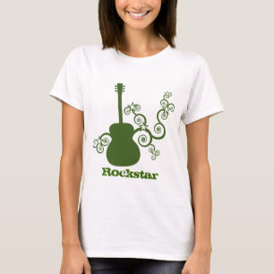 Rockstar Guitar Woman's Shirt, Grönt T-shirt