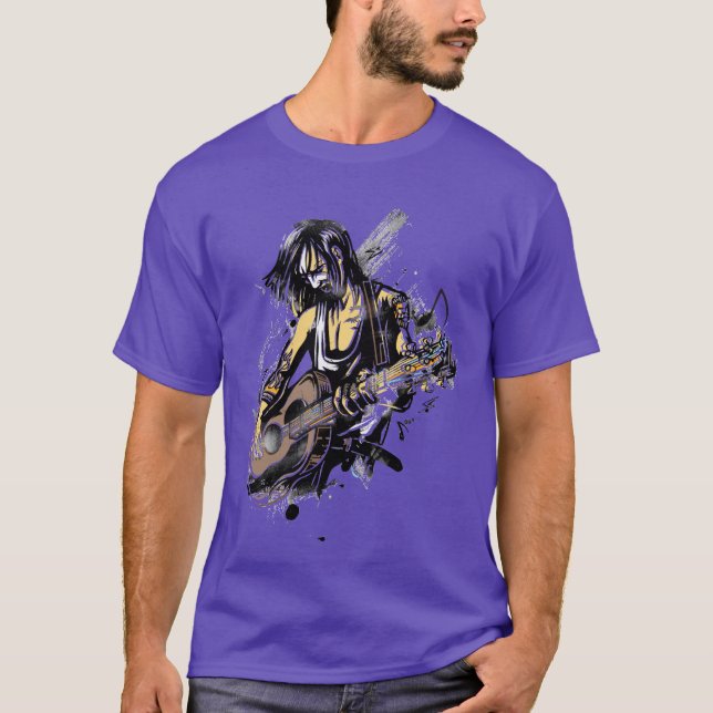 Rockstar Guy Pay Guitar T Shirt (Framsida)