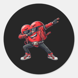Rockstar Heart Dabbing på Alla hjärtans dag Runt Klistermärke