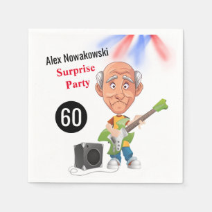 Rockstar Joke 60th Manar Funny Birthday Guitar Fun Pappersservett