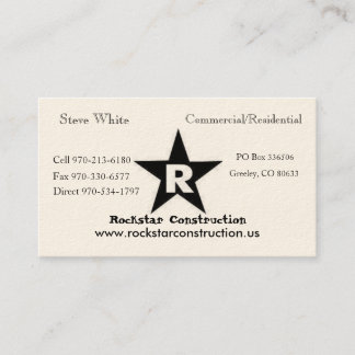 ROCKSTAR-logotyp, Rockstar Constructi…, - Visitkort