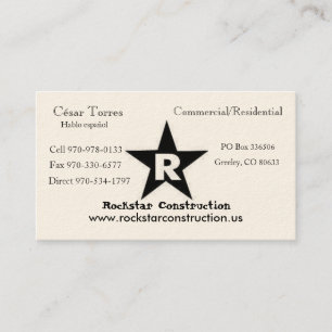 ROCKSTAR-logotyp, Rockstar konstruktion, Eric Visitkort