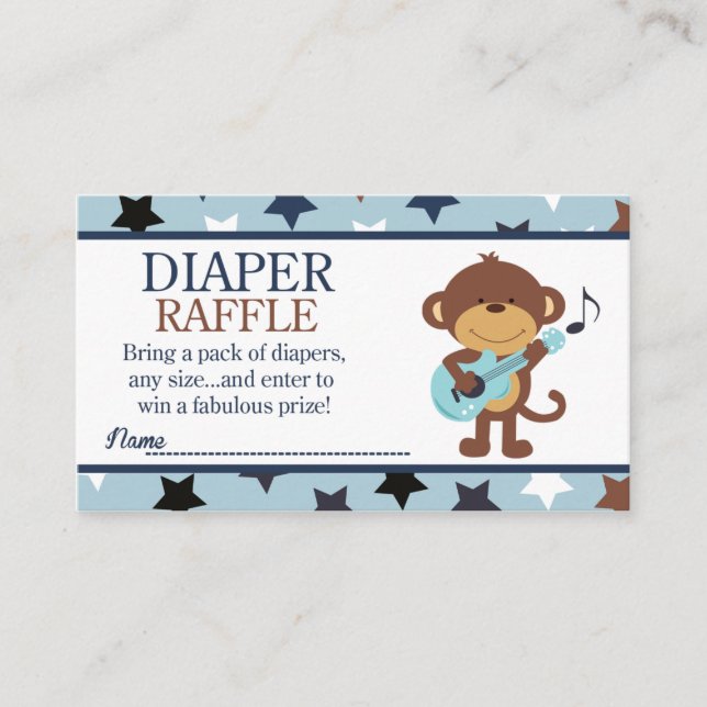 Rockstar Monkey Baby Shower Diaper Raffle Tilläggskort (Framsida)