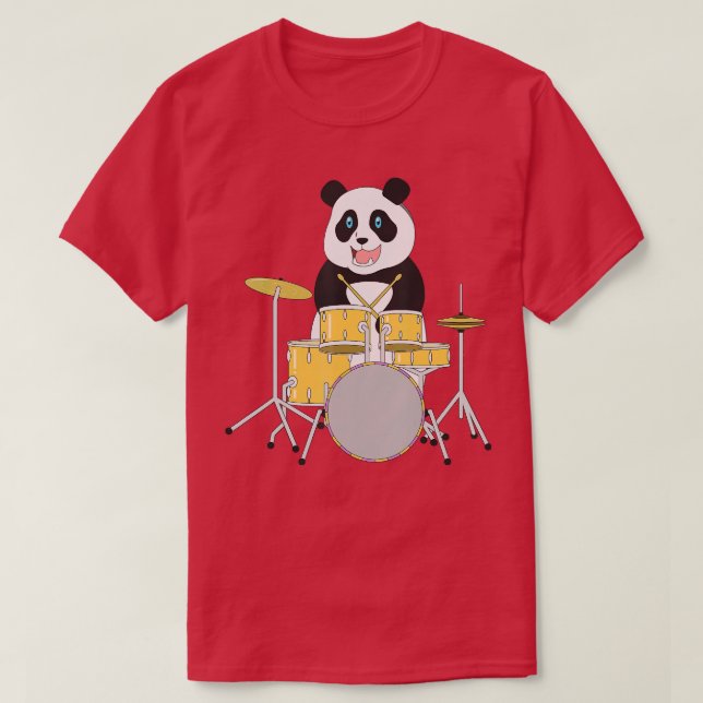 Rockstar Panda Safari Zoo Animal Drummer Drummer P T Shirt (Design framsida)