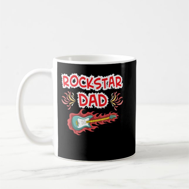 Rockstar Pappa Electric Guitar Sten Fläkt Fars dag Kaffemugg (Vänster)