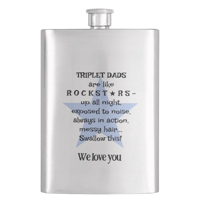 Rockstar Pappa, Gift for Triplet pappa, Anpassning Fickplunta (Framsidan)