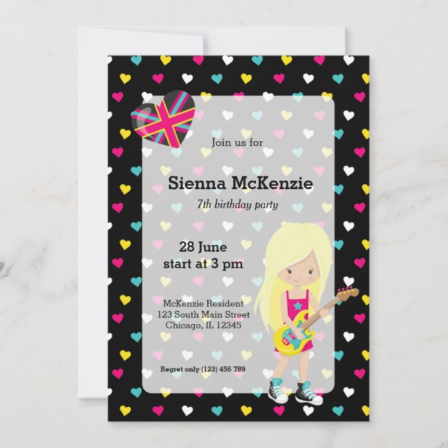 Rockstar party inbjudningar (Framsida)