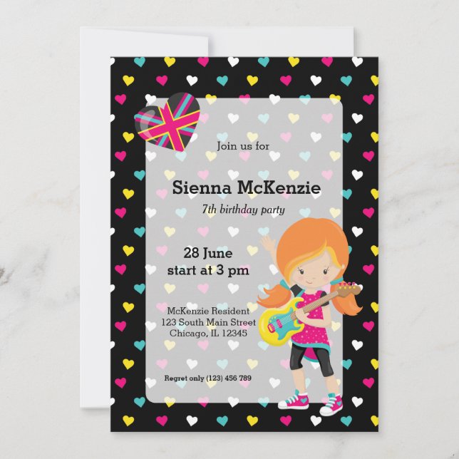 Rockstar party inbjudningar (Framsida)