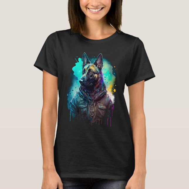 Rockstar portrait Belgian Malinois T Shirt (Framsida)