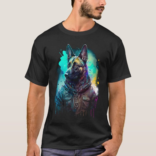 Rockstar portrait Belgian Malinois T Shirt (Framsida)