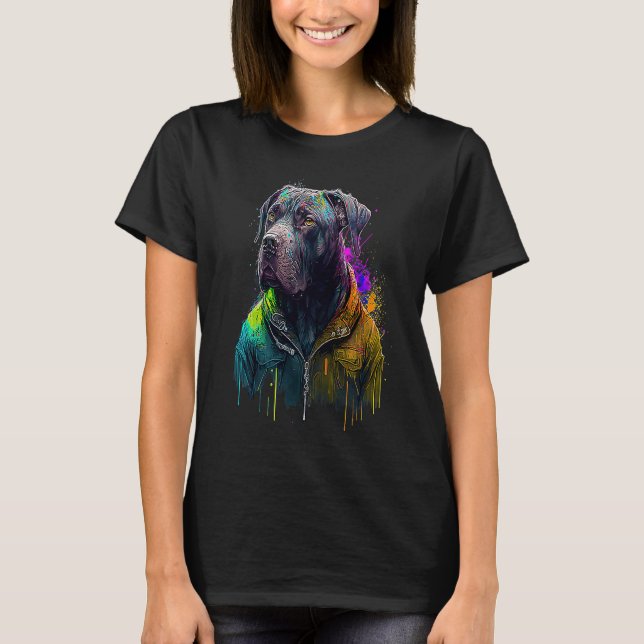 Rockstar portrait italian mastiff Cane Corso T Shirt (Framsida)