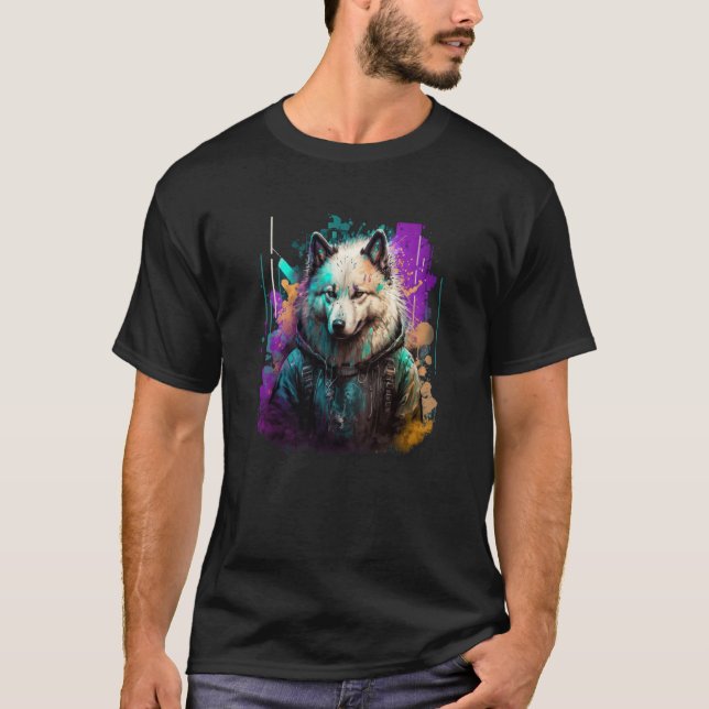 Rockstar portrait Samoyed T Shirt (Framsida)