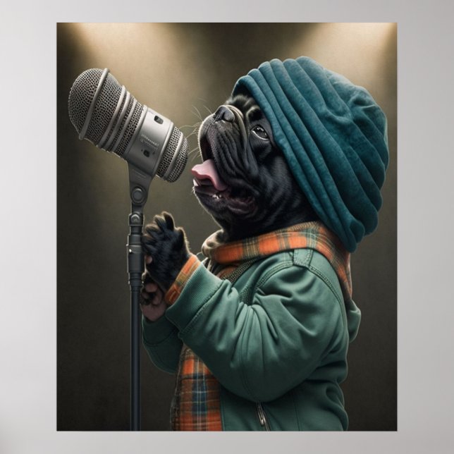 Rockstar Pug Hämta Redot som ska laddas Poster (Framsidan)