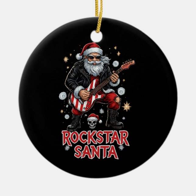 Rockstar Santa Ceramic Ornament (Framsidan)