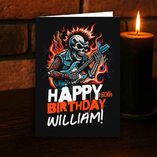 Rockstar Skeleton Guitar Musician Birthday Card Kort