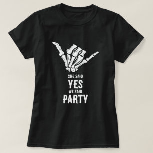 Rockstar Skelett Brud Trupp Svart Crop Top T Shirt