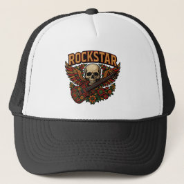 Rockstar Skull Gitarrvingar – Djärv Blommig Brodyr Keps