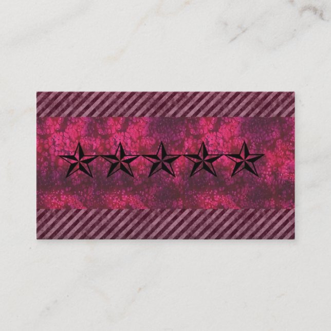Rockstar visitkort för rosa grunge (Framsida)