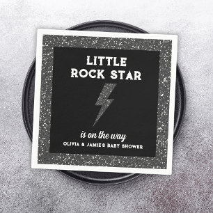 Rockstjärna Baby Shower Black Rock and roll Pappersservett