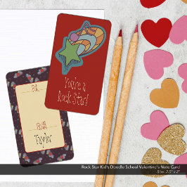 Rockstjärna Barn Doodle School Valentine Anteckningskort
