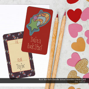 Rockstjärna Barn Doodle School Valentine Anteckningskort