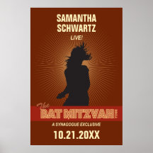 Rockstjärna Bat mitzvah Poster i Brown