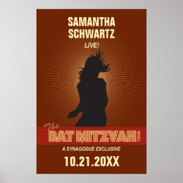 Rockstjärna Bat mitzvah Poster i Brown
