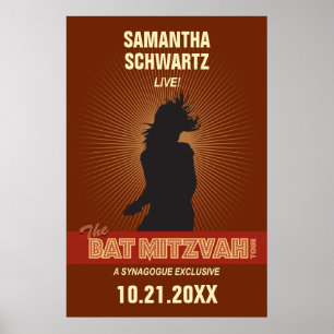 Rockstjärna Bat mitzvah Poster i Brown