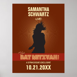 Rockstjärna Bat mitzvah Poster i Brown