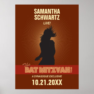 Rockstjärna Bat mitzvah Poster i Brown