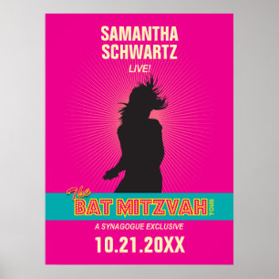ROCKSTJÄRNA BAT MITZVAH POSTER i SHOCK ROSA