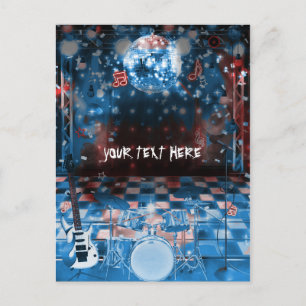 ROCKSTJÄRNA Birthday Musical Dance Party Tack Vykort