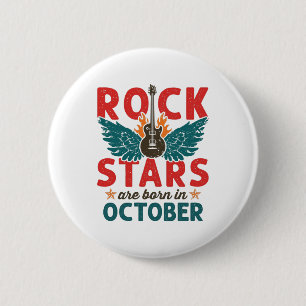 Rockstjärna Birthday oktober Rockstar Rock Knapp