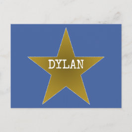 Rockstjärna Birthday Tack Postcard Blue Guld Vykort