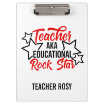 Rockstjärna Black Red Teacher Clipboard