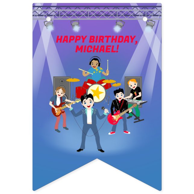 Rockstjärna Boy Band Födelsedagsfest Vimplar (Första flaggan)